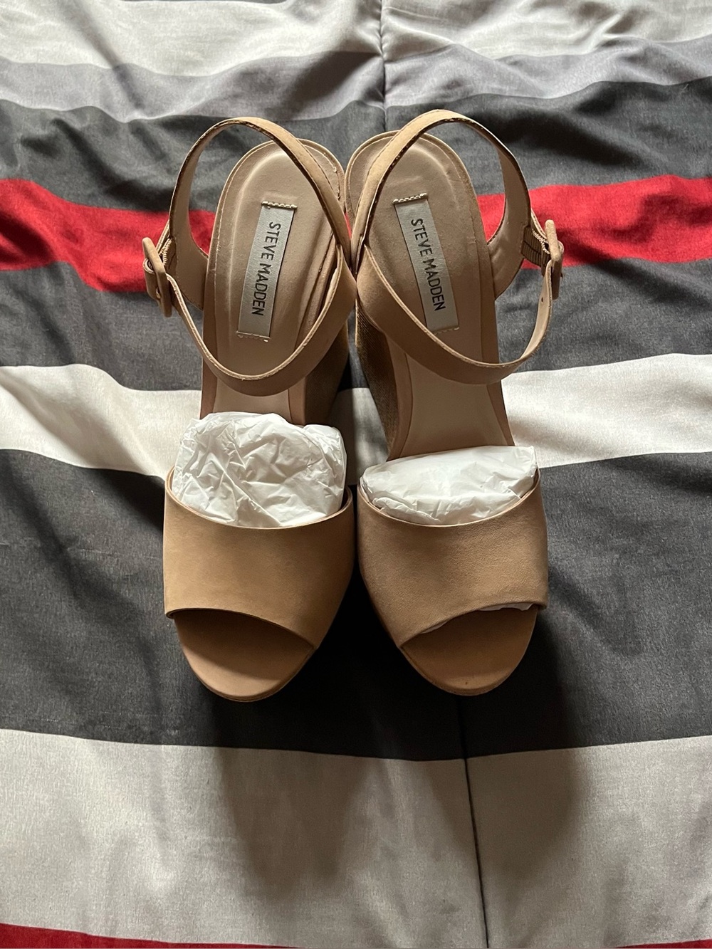 Steve Madden Tan Open Toe Ankle Strap Heels